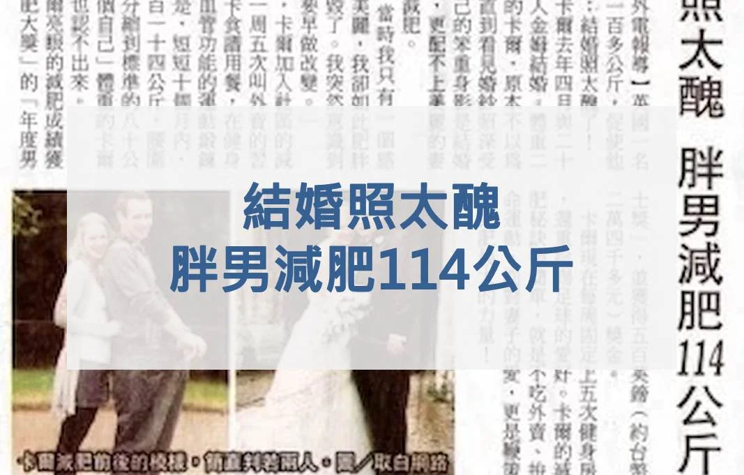 結婚照太醜 胖男減肥114公斤